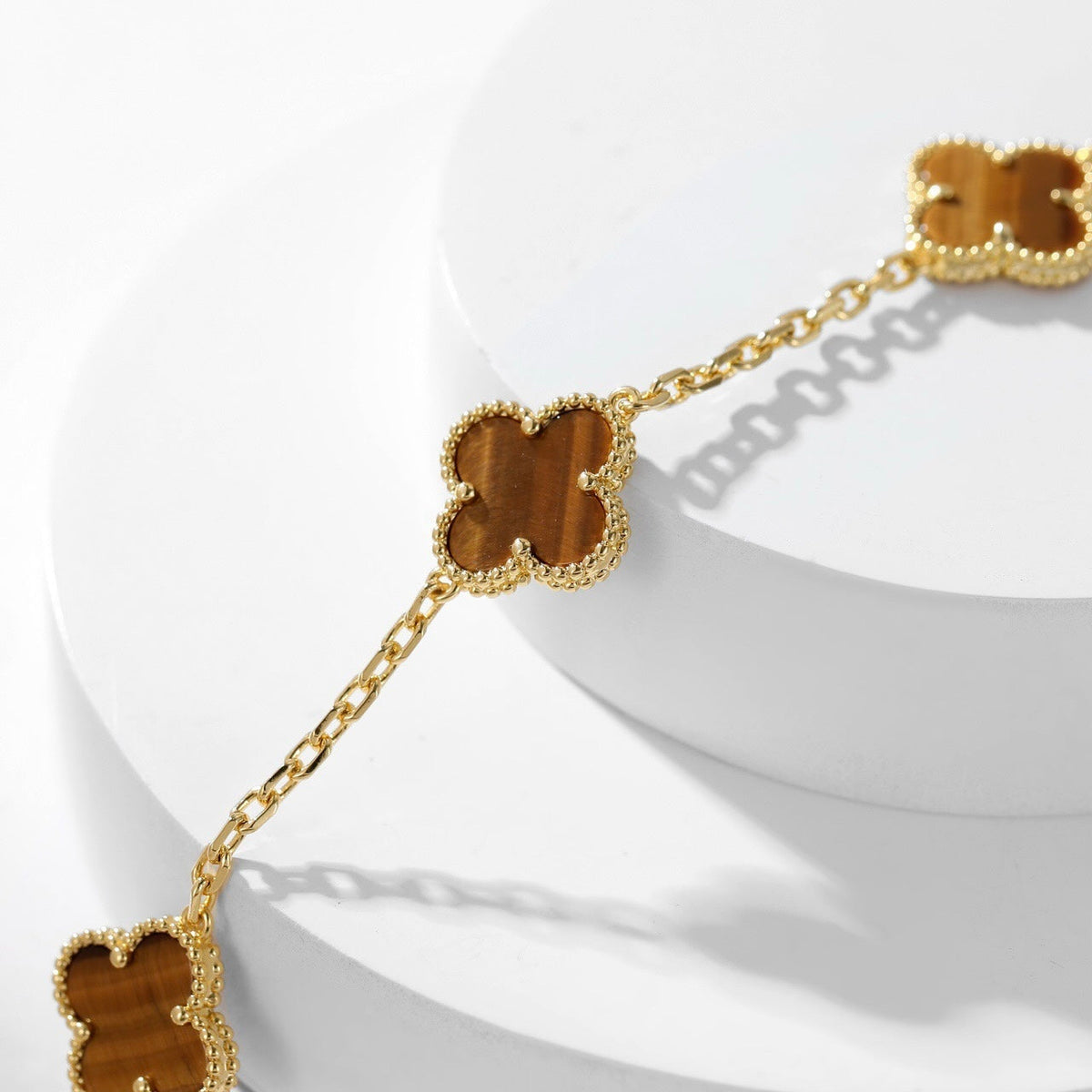 [⭐Corinne]CLOVER 10 MOTIFS TIGER EYE NECKLACE