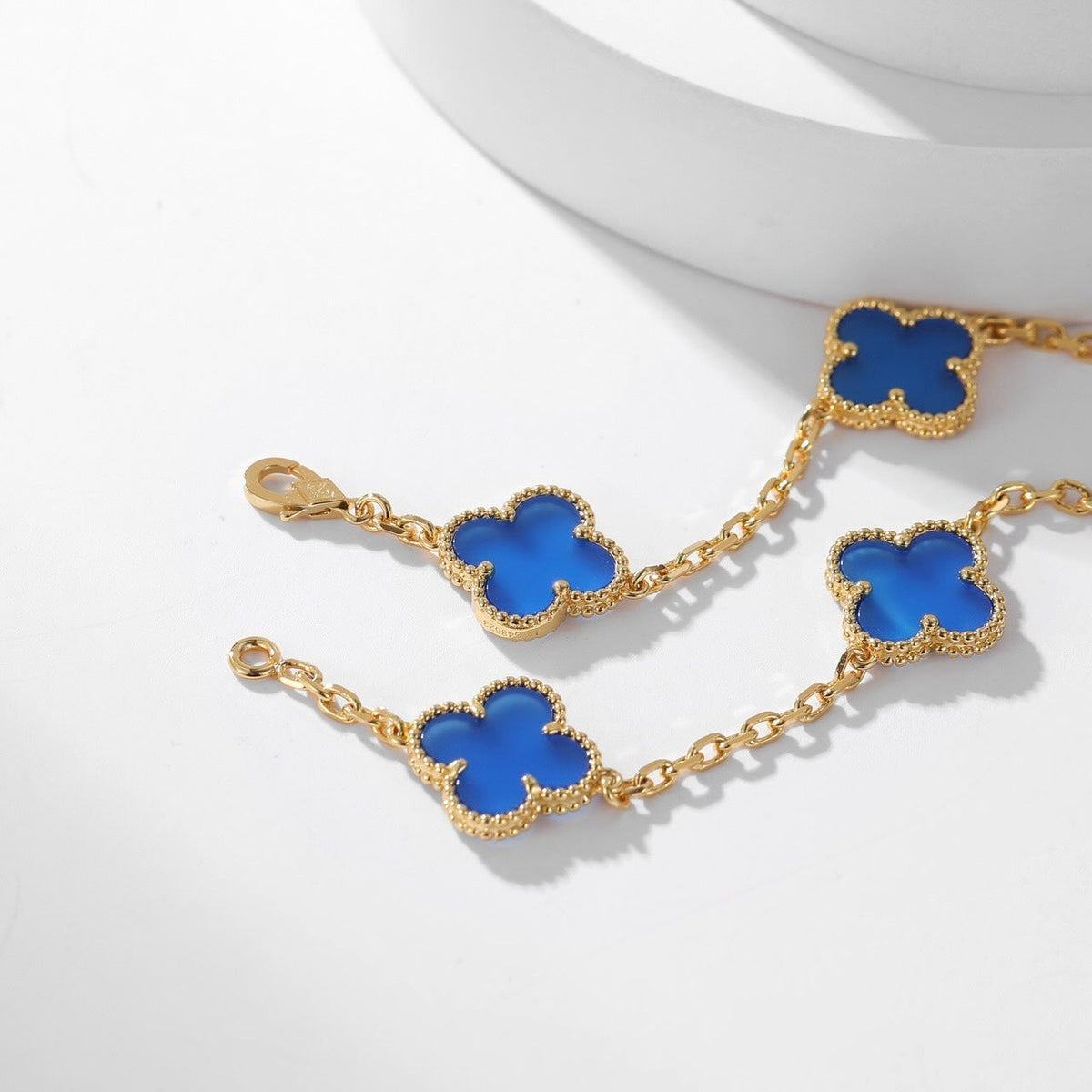 [⭐Corinne]CLOVER 10 MOTIFS BLUE AGATE NECKLACE