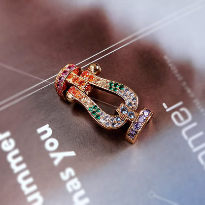 [⭐Corinne]FORCE LARGE HORSESHOE  COLORED DIAMOND BRACELET ROSE GOLD