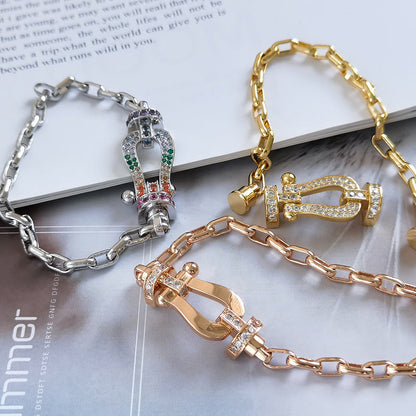 [⭐Corinne]FORCE LARGE HORSESHOE CLASP  METAL BRACELET