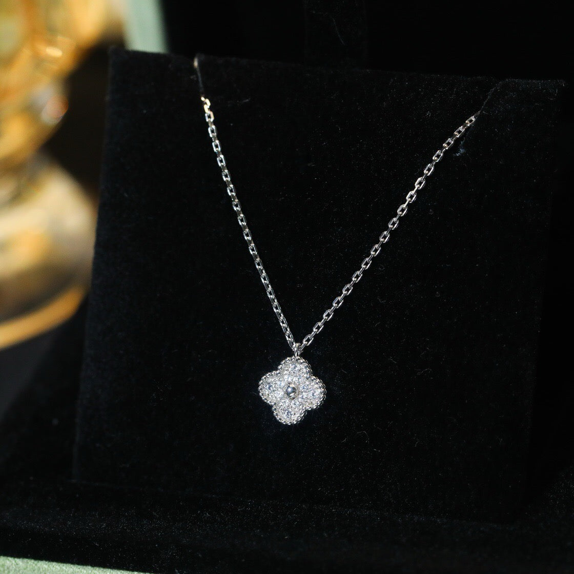 [⭐Corinne]CLOVER MINI 9.5MM PENDANT DIAMOND NECKLACE
