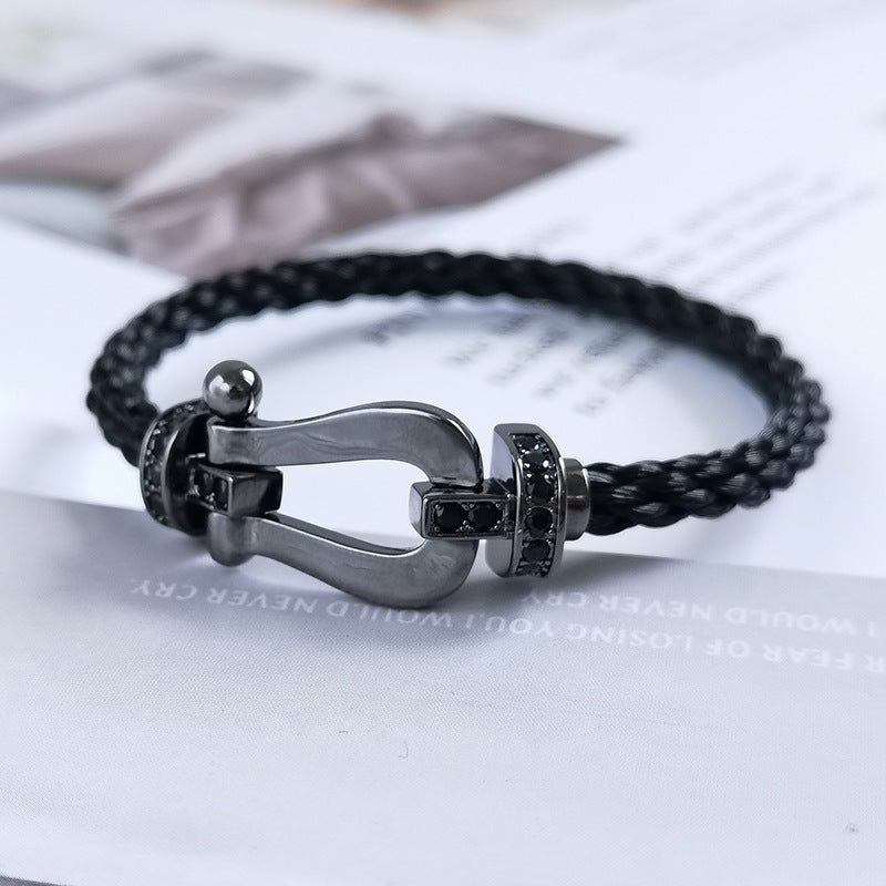 [⭐Corinne]FORCE LARGE SERIES HORSESHOE BLACK SAMURAI BRACELET