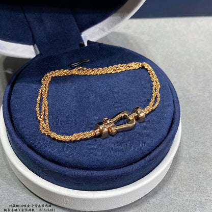 [⭐Corinne]FORCE SMALL HORSESHOE  DIAMOND CHAIN ROPE BRACELET