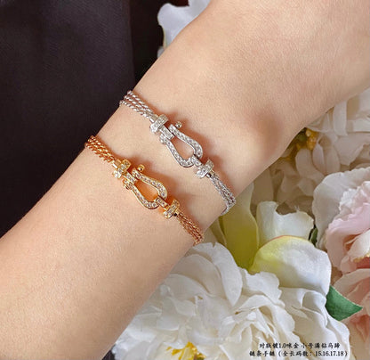[⭐Corinne]FORCE SMALL HORSESHOE  DIAMOND CHAIN ROPE BRACELET