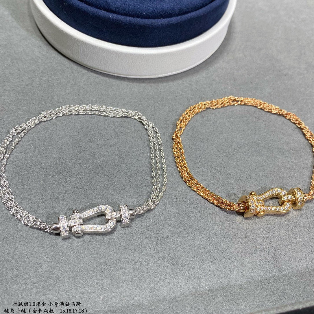 [⭐Corinne]FORCE SMALL HORSESHOE  DIAMOND CHAIN ROPE BRACELET