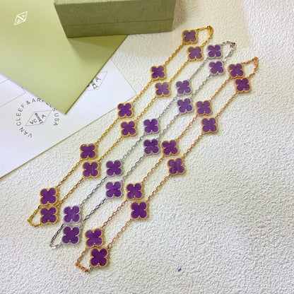[⭐Corinne Jewelry]CLOVER 10 MOTIFS  PURPLE VIOLET  NECKLACE