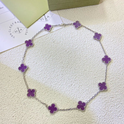 [⭐Corinne Jewelry]CLOVER 10 MOTIFS  PURPLE VIOLET  NECKLACE