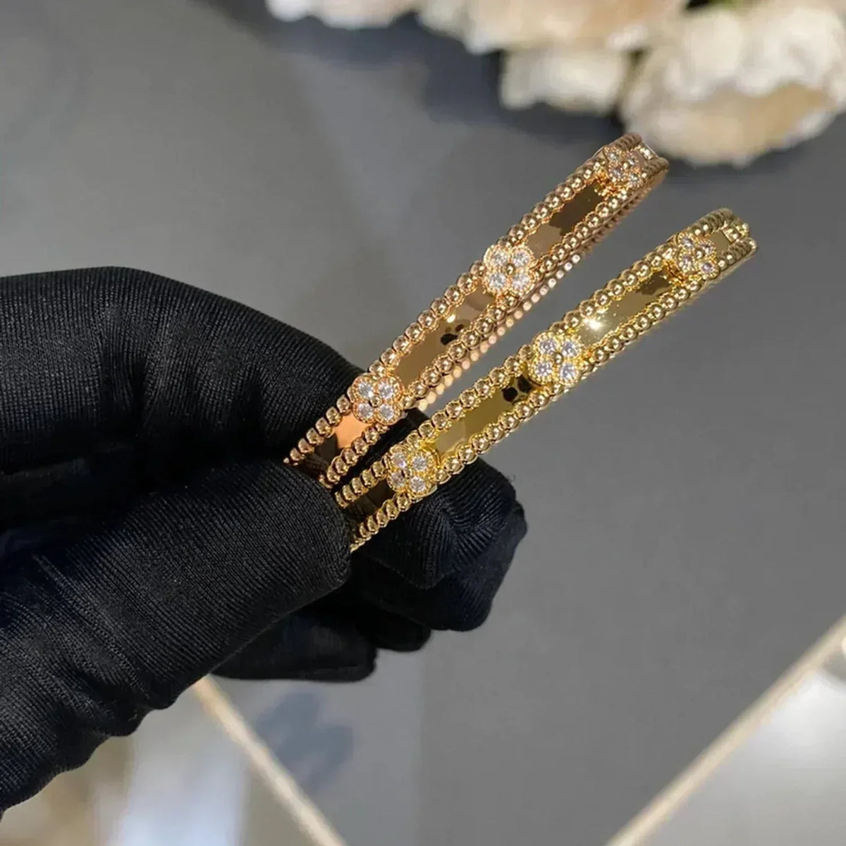 [⭐Corinne]CLOVER BRACELET 4MM DIAMONDS