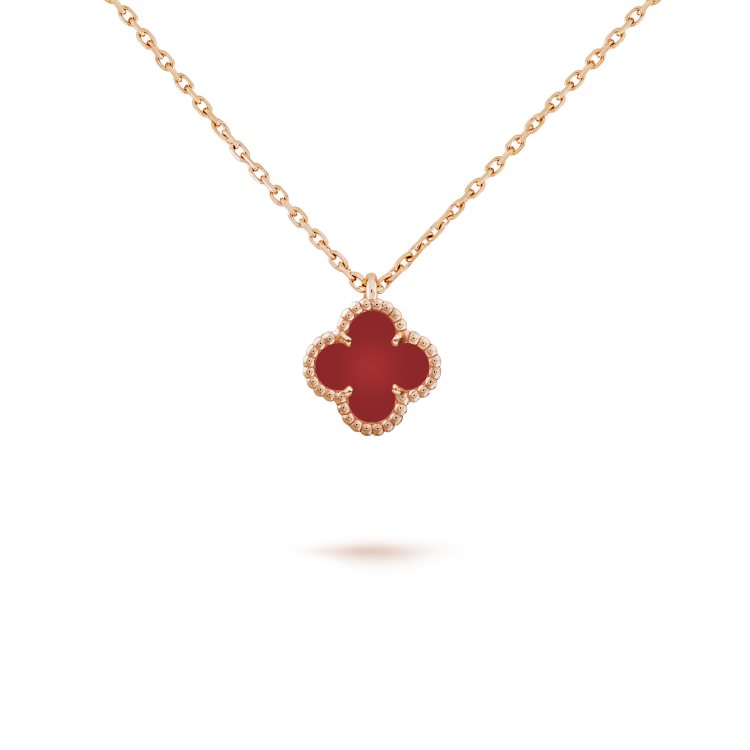 [⭐Corinne]CLOVER MINI 9.5MM WHITE CARNELIANS NECKLACE