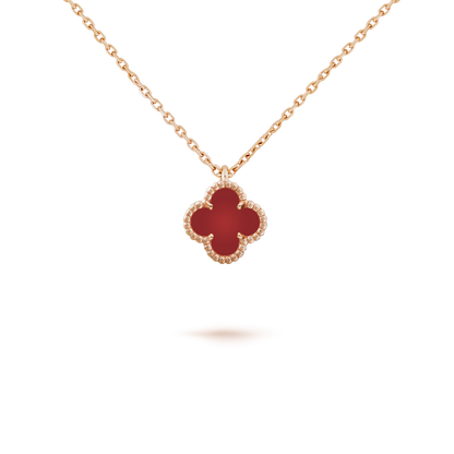 [⭐Corinne]CLOVER MINI 9.5MM WHITE CARNELIANS NECKLACE