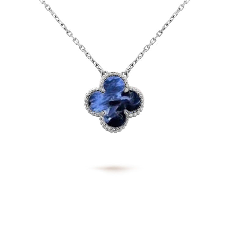 [⭐Corinne]CLOVER 15MM PIETERSITE NECKLACE SILVER