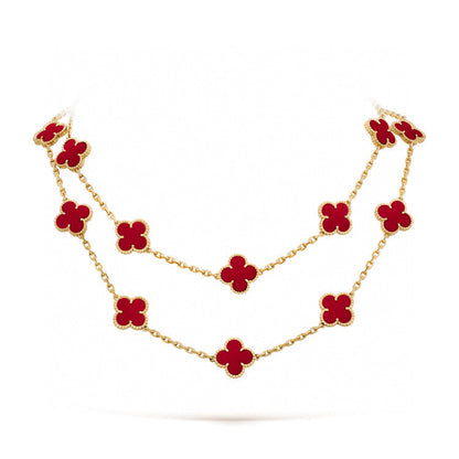 [⭐Corinne]CLOVER 20 MOTIFS CARNELIAN NECKLACE