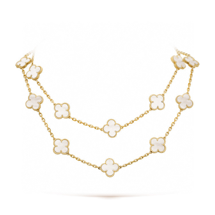 [⭐Corinne]CLOVER 20 MOTIFS WHITE MOP NECKLACE