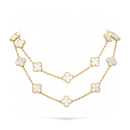 [⭐Corinne]CLOVER 20 MOTIFS WHITE MOP NECKLACE