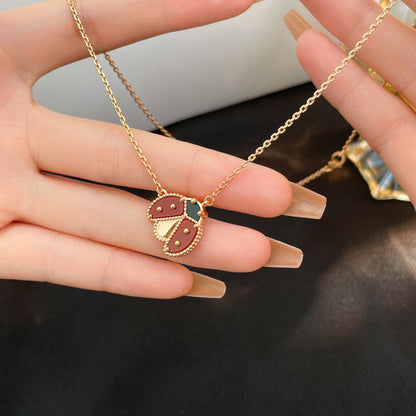 [⭐Corinne]LUCKY  CARNELIANS LADYBUG NECKLACE