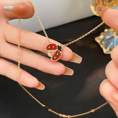 [⭐Corinne]LUCKY  CARNELIANS LADYBUG NECKLACE