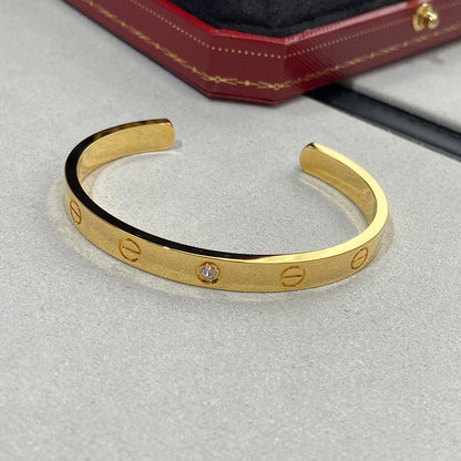 [⭐Corinne]LOVE BRACELET 6.1MM 1 DIAMOND OPEN CUFF