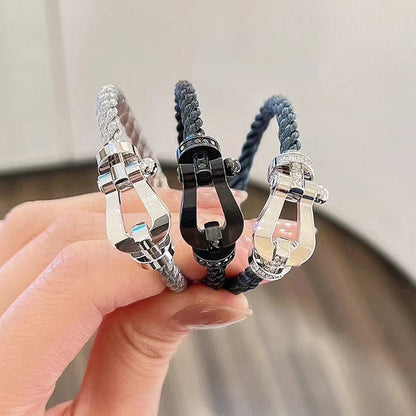 [⭐Corinne]FORCE LARGE HORSESHOE FULL DIAMOND BRACELET SILVER