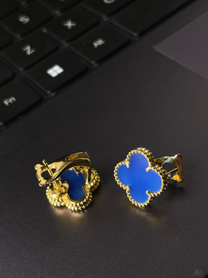[⭐Corinne] CLOVER LARGE (20mm) 1 MOTIFS BLUE MOP STUD EARRINGS