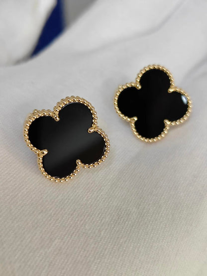 [⭐Corinne]CLOVER 20MM BLACK MOP EARRINGS
