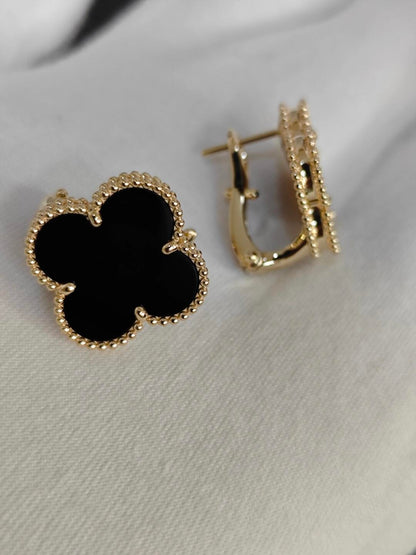 [⭐Corinne]CLOVER 20MM BLACK MOP EARRINGS