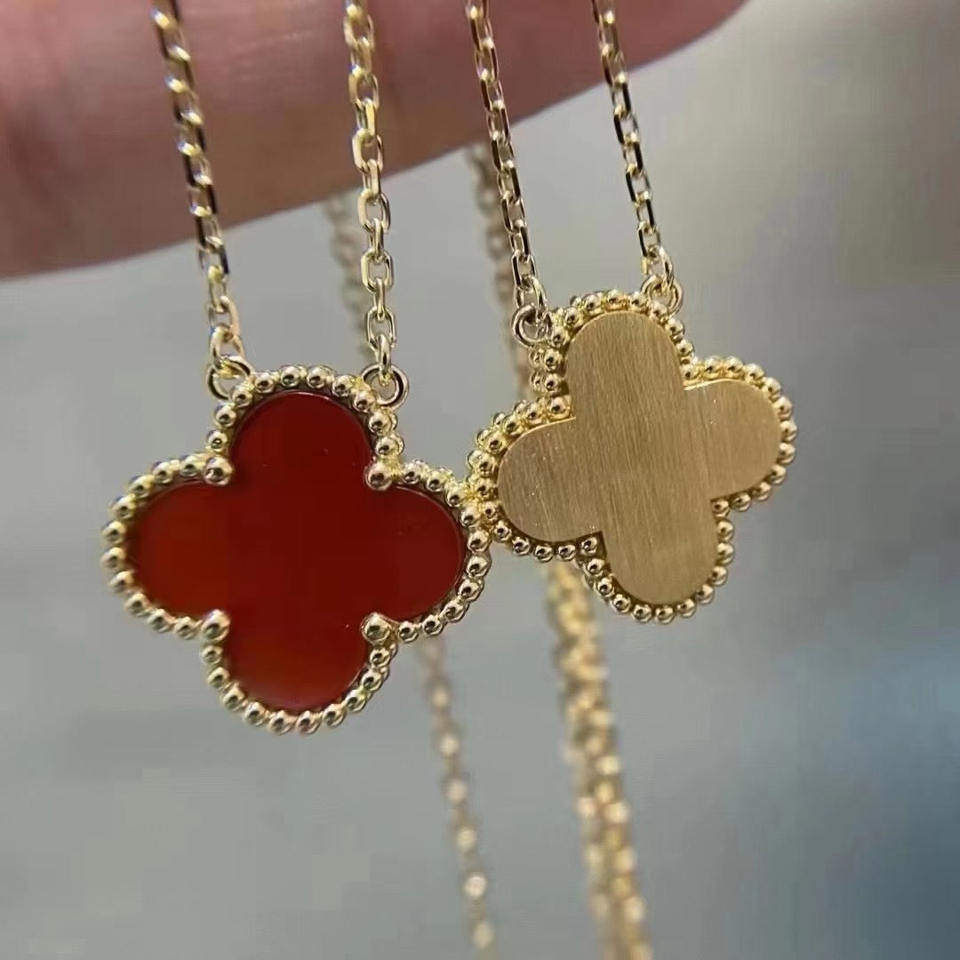 [⭐Corinne]CLOVER 15MM CARNELIAN SINGLE FLOWER NECKLACE