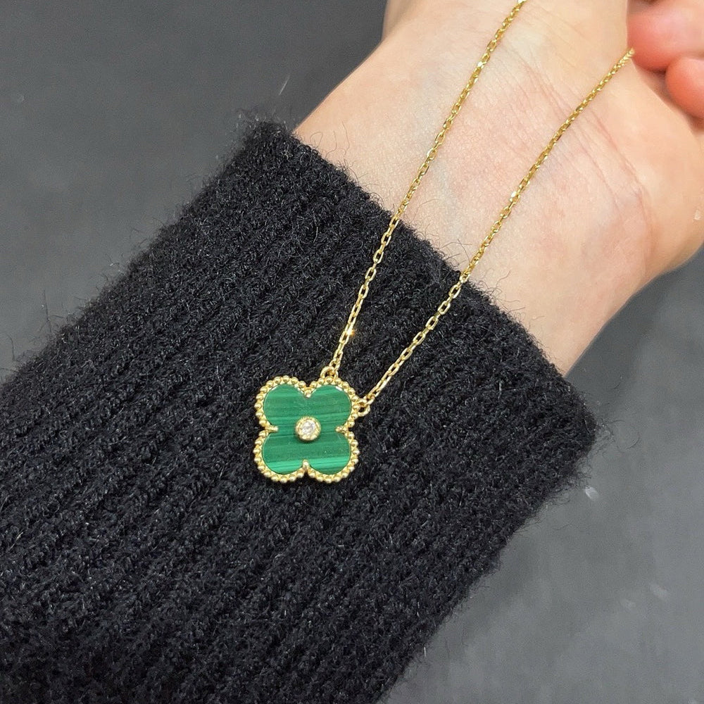 [⭐Corinne]CLOVER 15MM DIAMOND TURQUOISE NECKLACE
