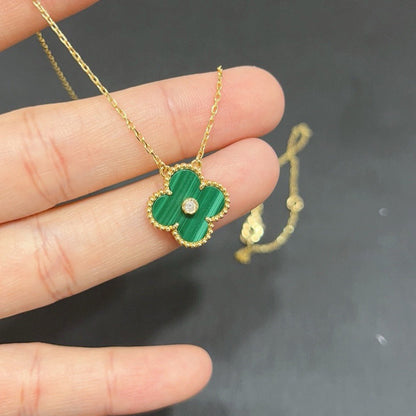 [⭐Corinne]CLOVER 15MM DIAMOND TURQUOISE NECKLACE