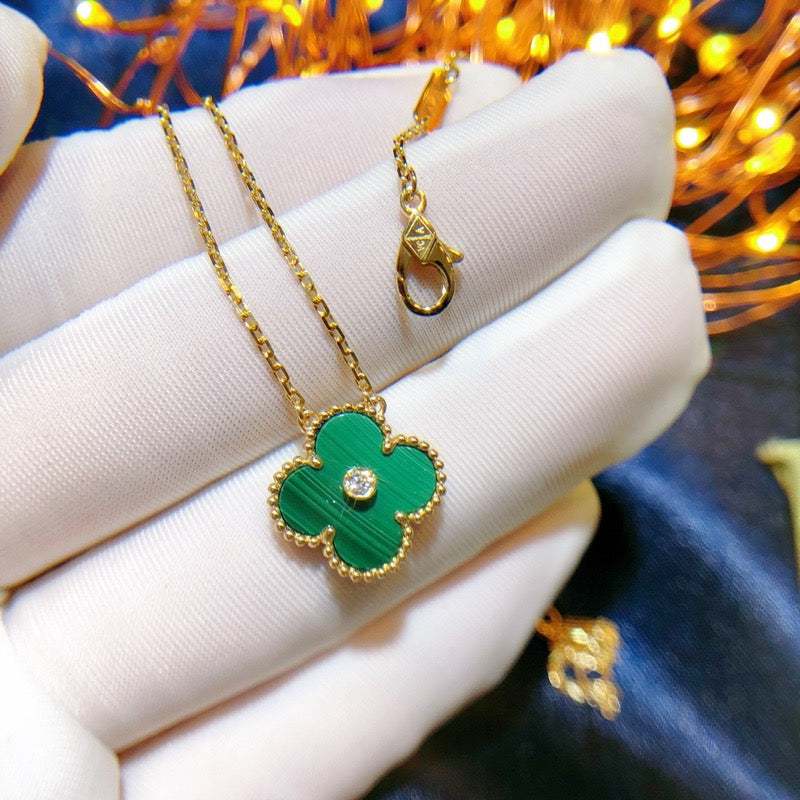 [⭐Corinne]CLOVER 15MM DIAMOND TURQUOISE NECKLACE