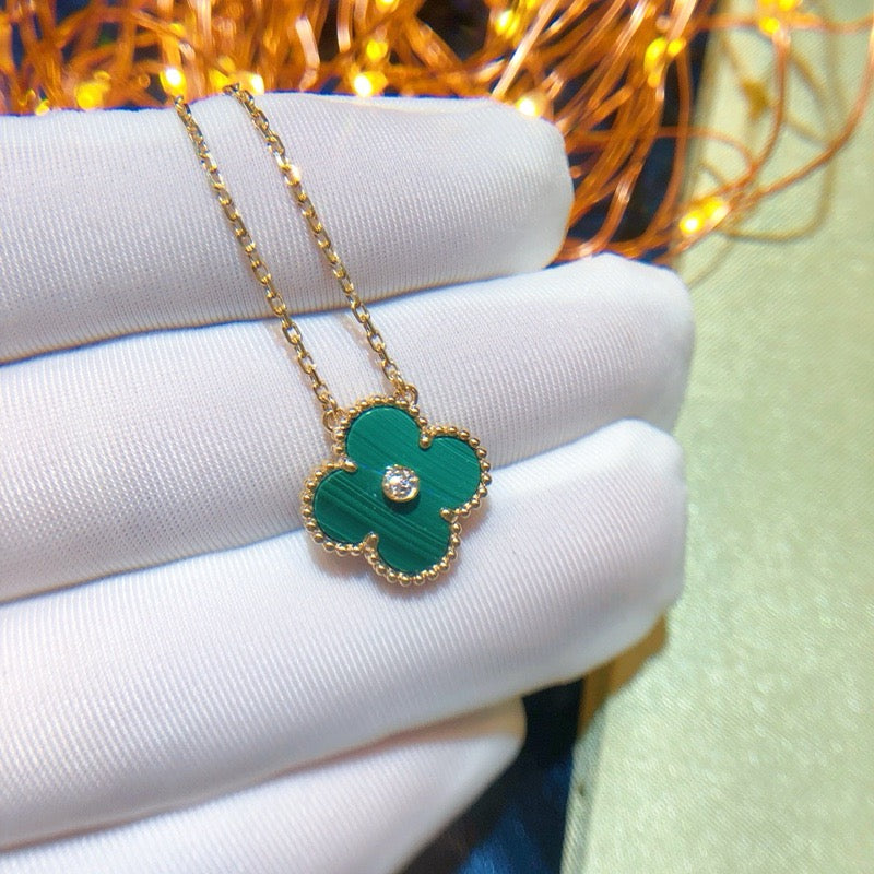 [⭐Corinne]CLOVER 15MM DIAMOND TURQUOISE NECKLACE