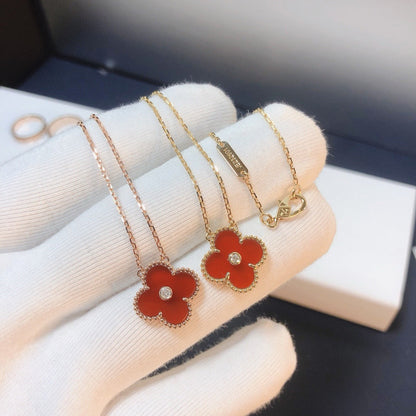 [⭐Corinne]CLOVER 15MM DIAMOND CARNELIAN NECKLACE