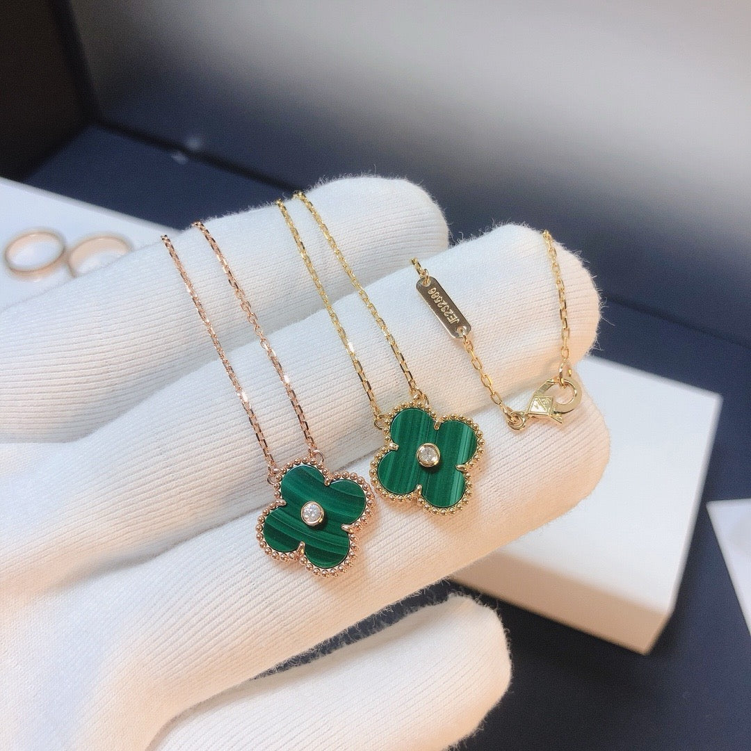 [⭐Corinne]CLOVER 15MM DIAMOND TURQUOISE NECKLACE