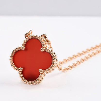 [⭐Corinne]CLOVER 15MM CARNELIAN SINGLE FLOWER NECKLACE