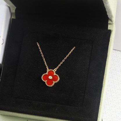 [⭐Corinne]CLOVER 15MM DIAMOND CARNELIAN NECKLACE