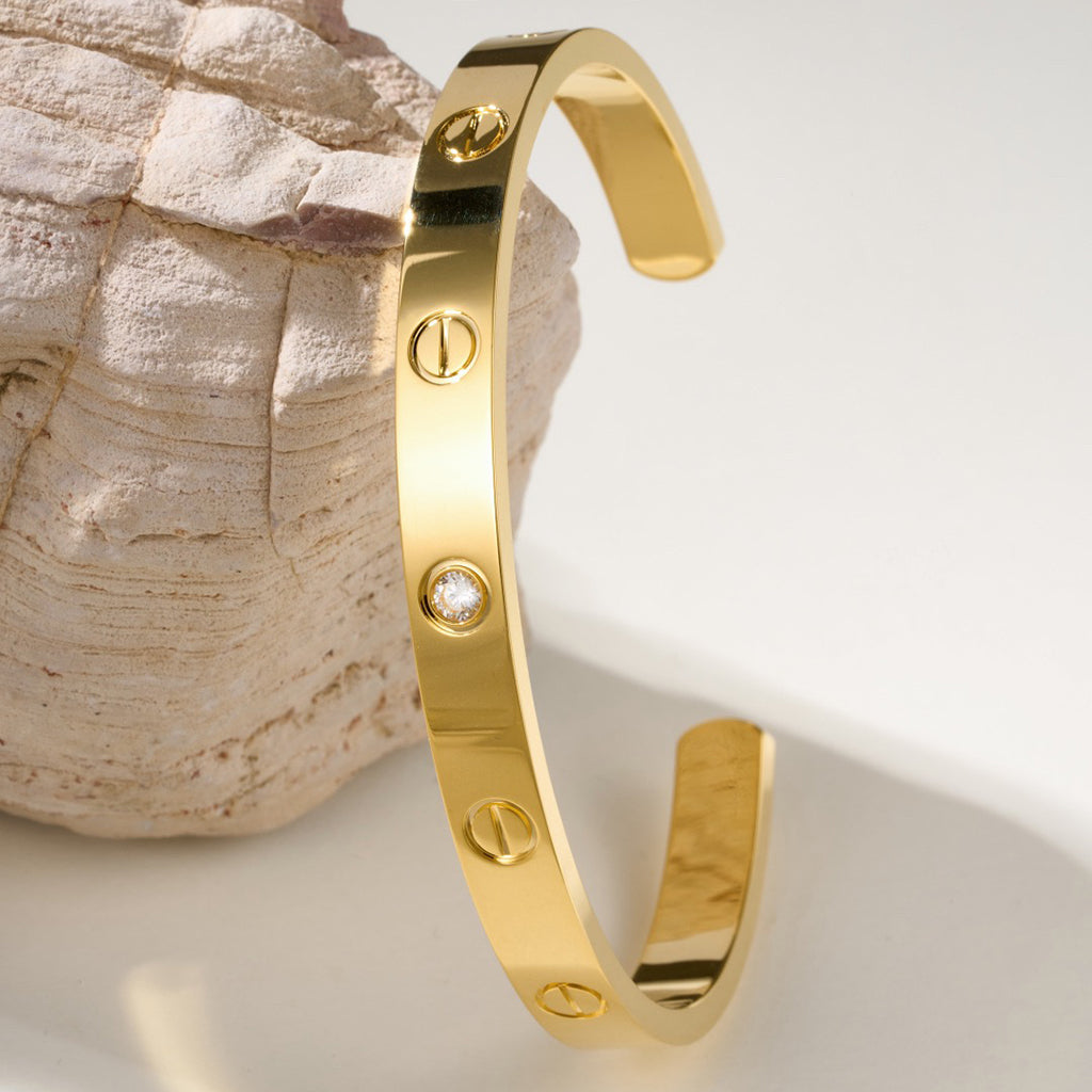 [⭐Corinne]LOVE BRACELET 6.1MM 1 DIAMOND OPEN CUFF