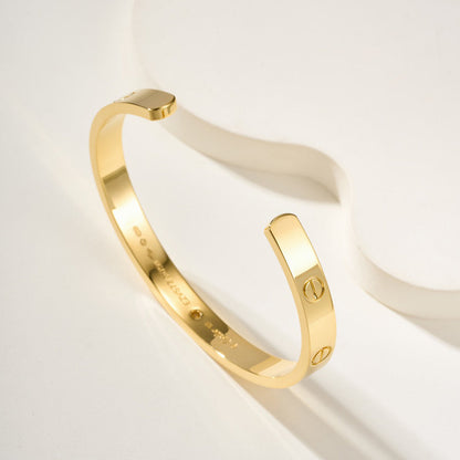 [⭐Corinne]LOVE BRACELET 6.1MM 1 DIAMOND OPEN CUFF