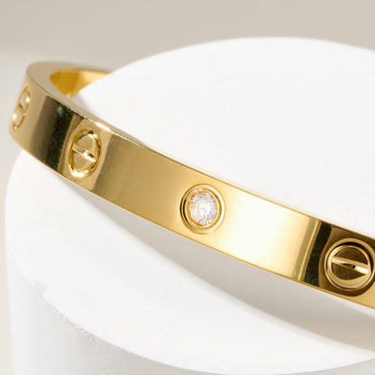 [⭐Corinne]LOVE BRACELET 6.1MM 1 DIAMOND OPEN CUFF