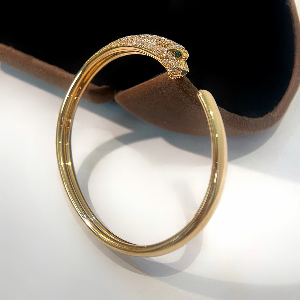 [⭐Corinne]PANTHERE HALF DIAMOND OPEN BRACELET