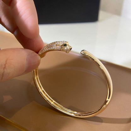 [⭐Corinne]PANTHERE HALF DIAMOND OPEN BRACELET