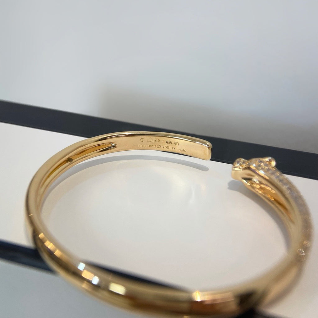 [⭐Corinne]PANTHERE HALF DIAMOND OPEN BRACELET