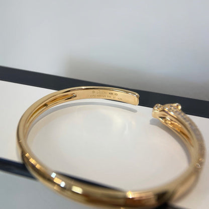 [⭐Corinne]PANTHERE HALF DIAMOND OPEN BRACELET