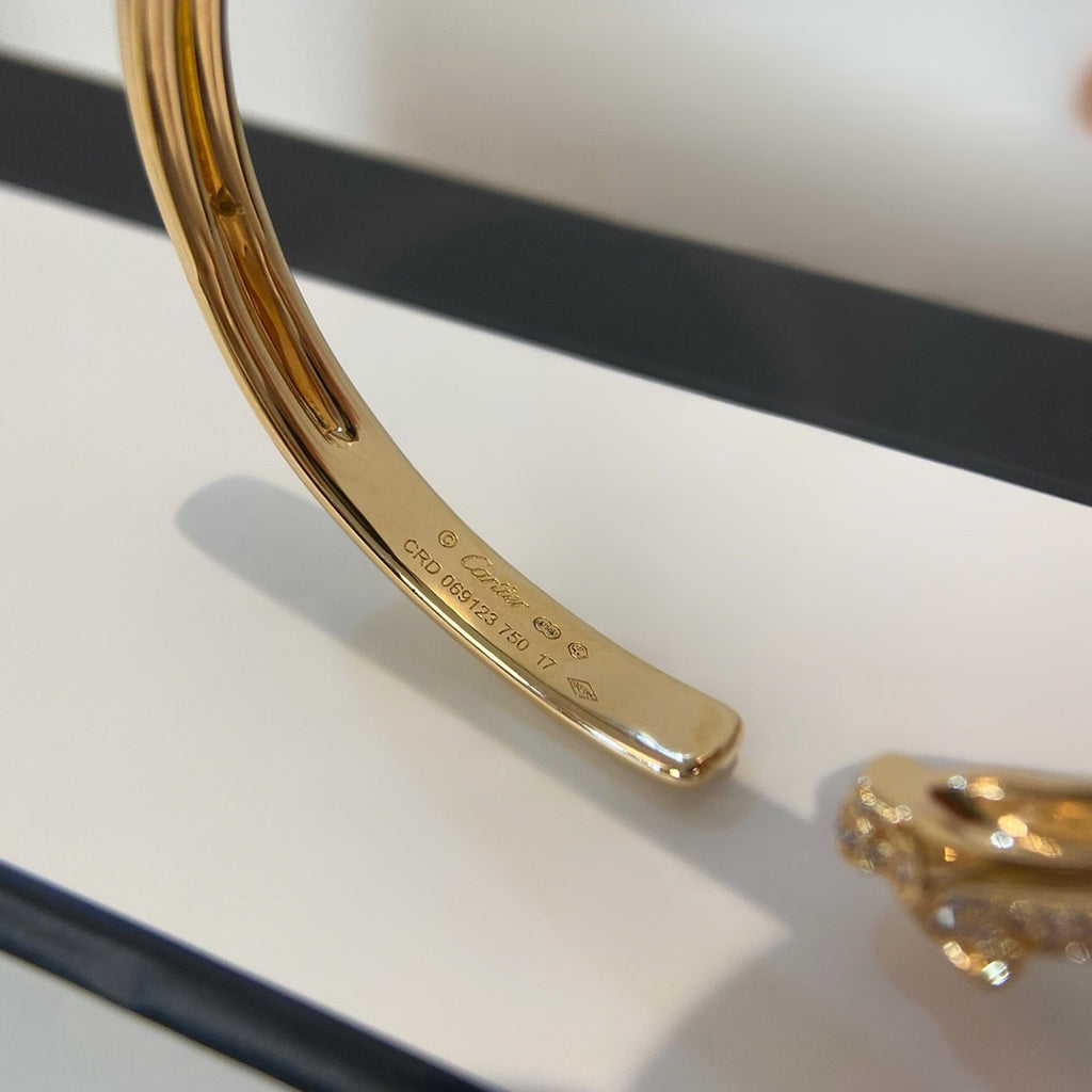 [⭐Corinne]PANTHERE HALF DIAMOND OPEN BRACELET