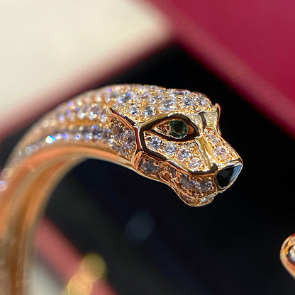 [⭐Corinne]PANTHERE HALF DIAMOND OPEN BRACELET