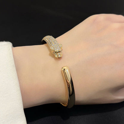 [⭐Corinne]PANTHERE HALF DIAMOND OPEN BRACELET