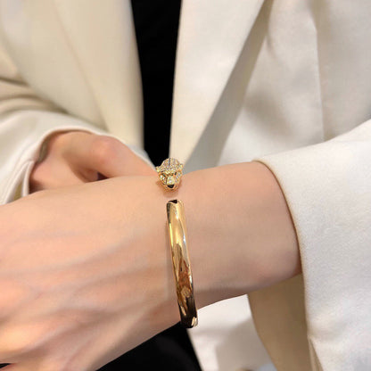 [⭐Corinne]PANTHERE HALF DIAMOND OPEN BRACELET
