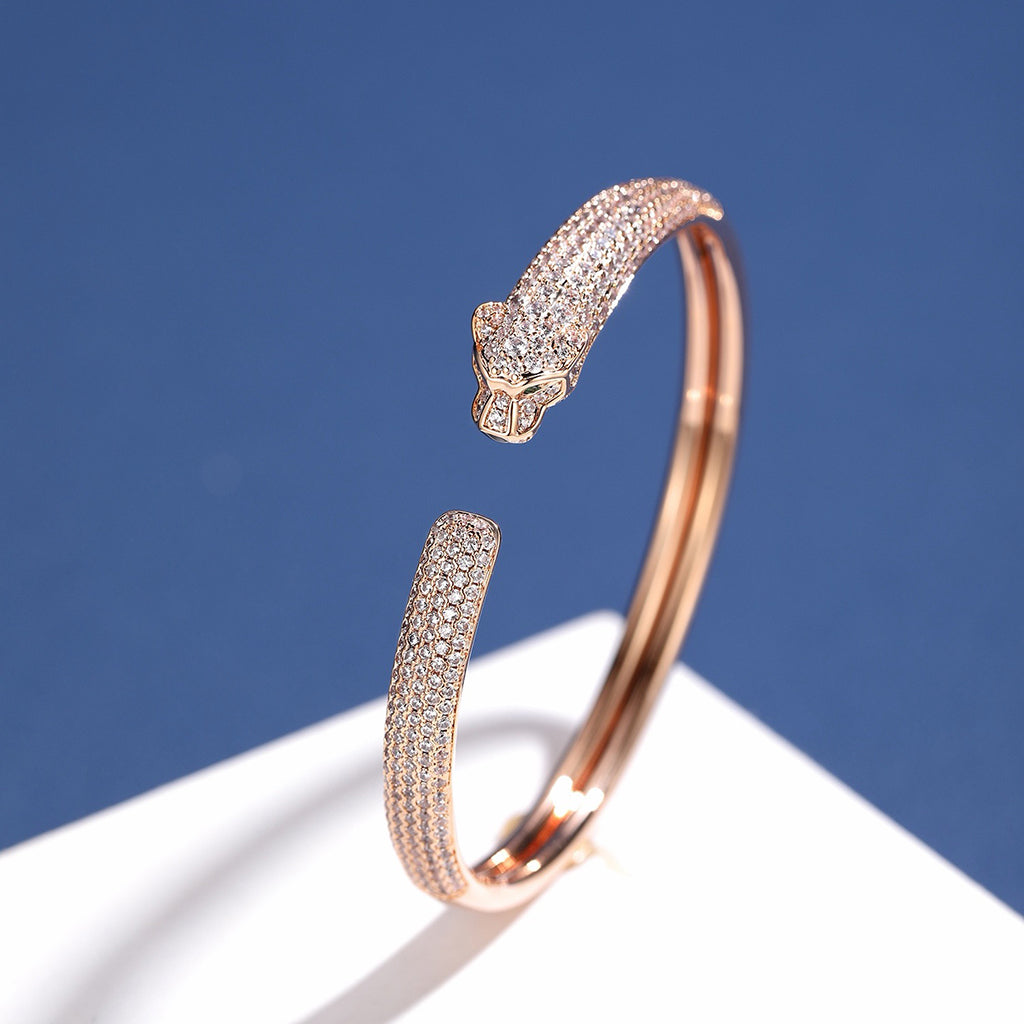 [⭐Corinne]PANTHERE FULL DIAMOND OPEN BRACELET