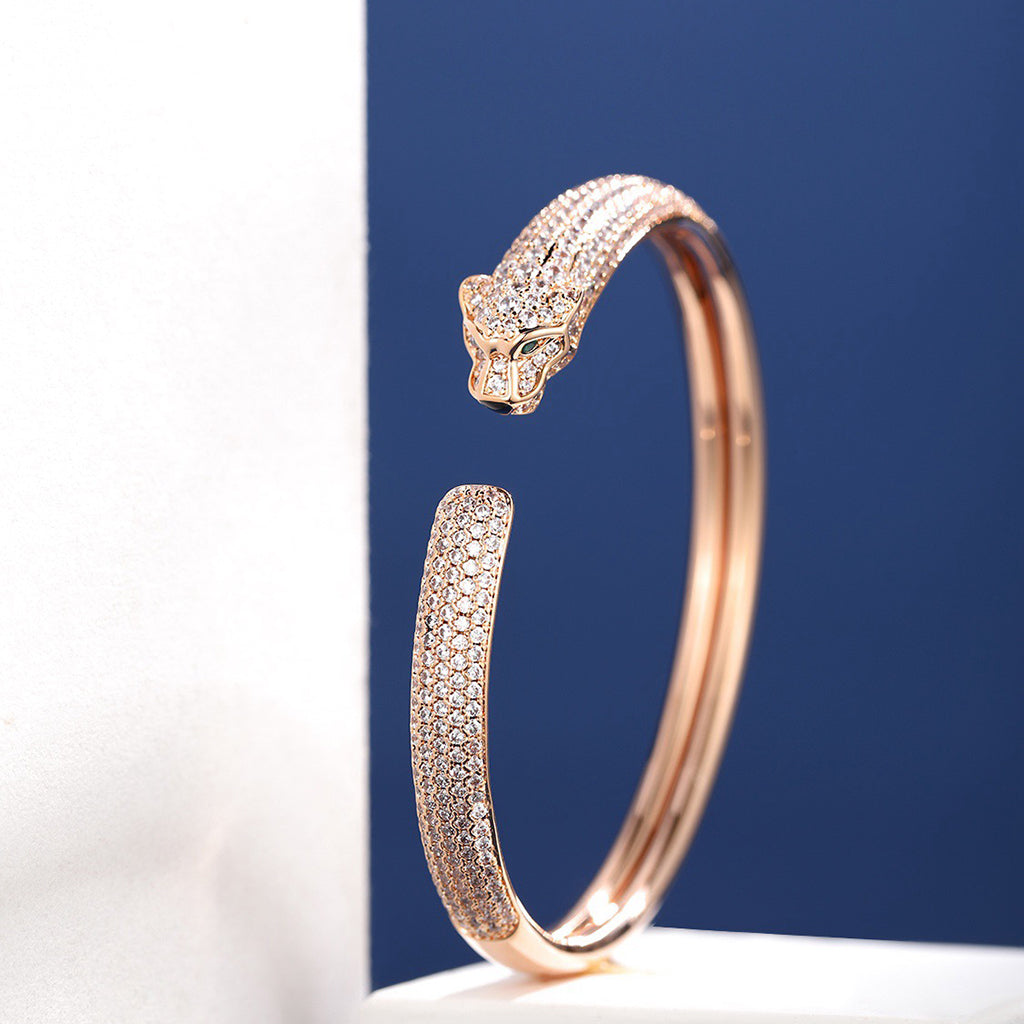 [⭐Corinne]PANTHERE FULL DIAMOND OPEN BRACELET