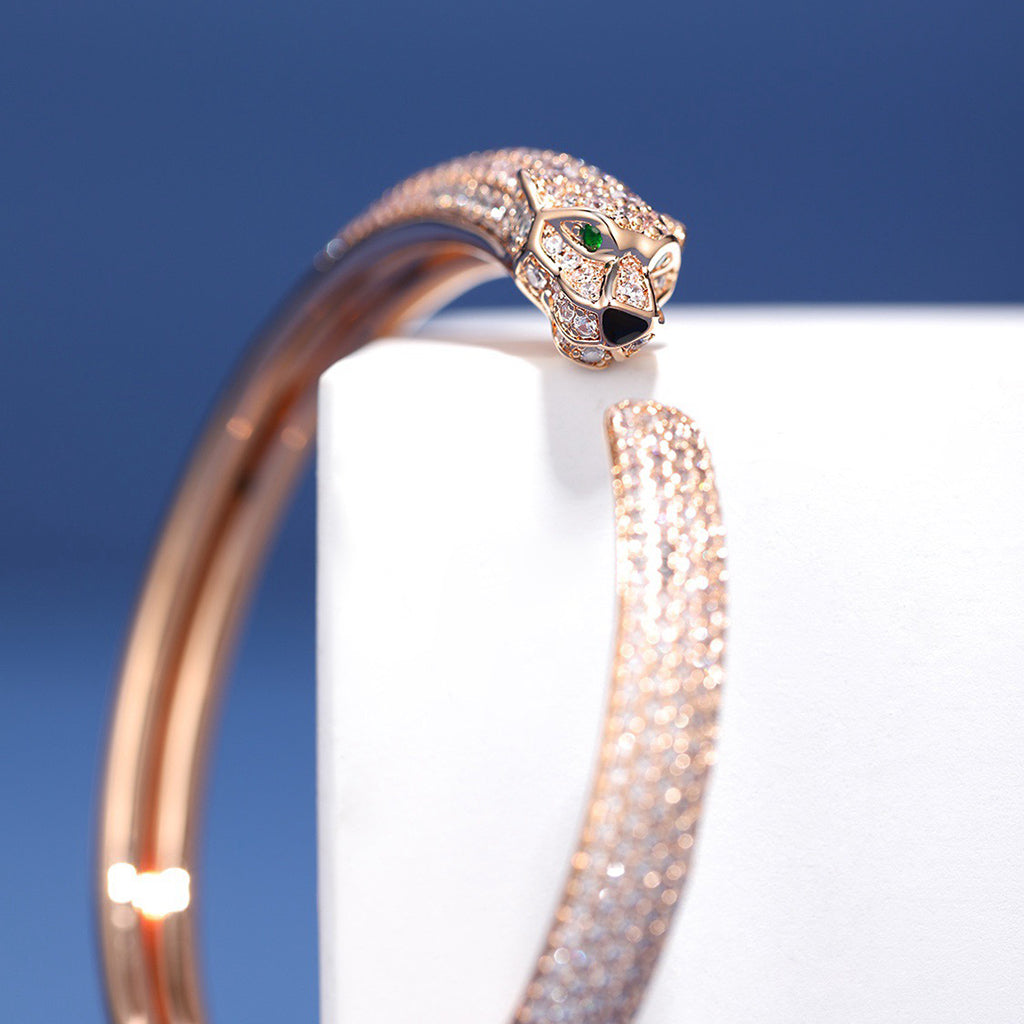 [⭐Corinne]PANTHERE FULL DIAMOND OPEN BRACELET