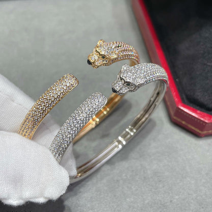 [⭐Corinne]PANTHERE FULL DIAMOND OPEN BRACELET