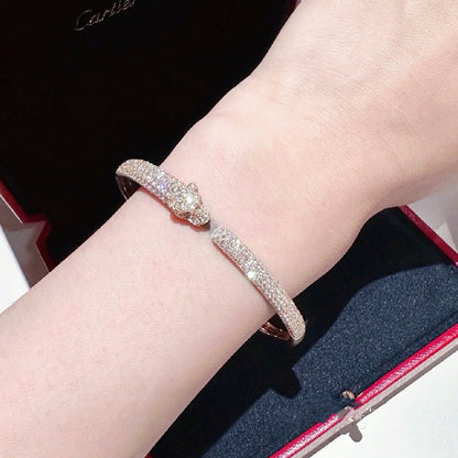 [⭐Corinne]PANTHERE FULL DIAMOND OPEN BRACELET
